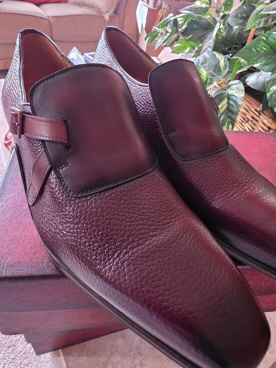 Mezlan Milani Burgundy Deerskin & Calfskin Loafers Handmade main image 9